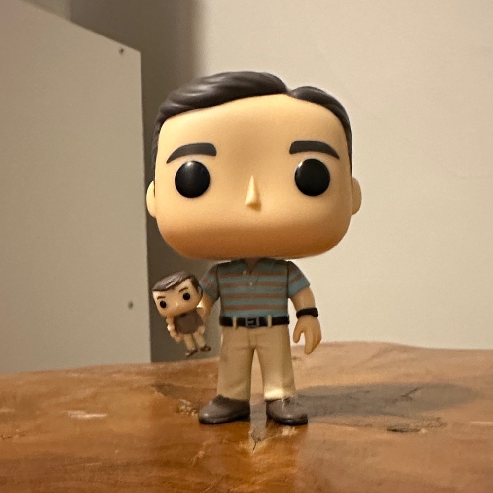 Andy Stitzer with doll - 40 Year Old Virigin Funko